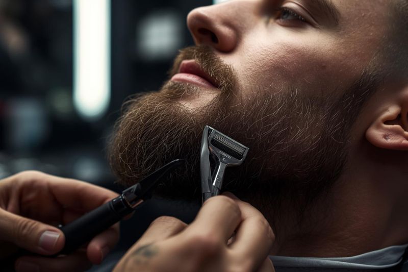 Barber – Bochnia w trakcie modelowania i konturowania brody klienta